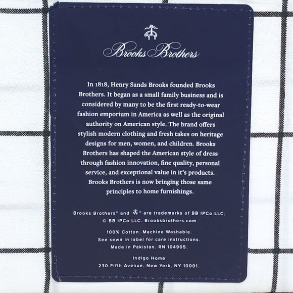 Brooks Brothers Cotton Full Double Sheet Set Black White Large Plaid - Picture 7 of 8